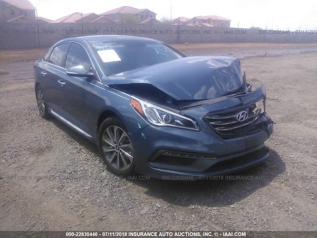 5NPE34AF3GH433977 - 2016 HYUNDAI SONATA SPORT/LIMITED BLUE photo 1