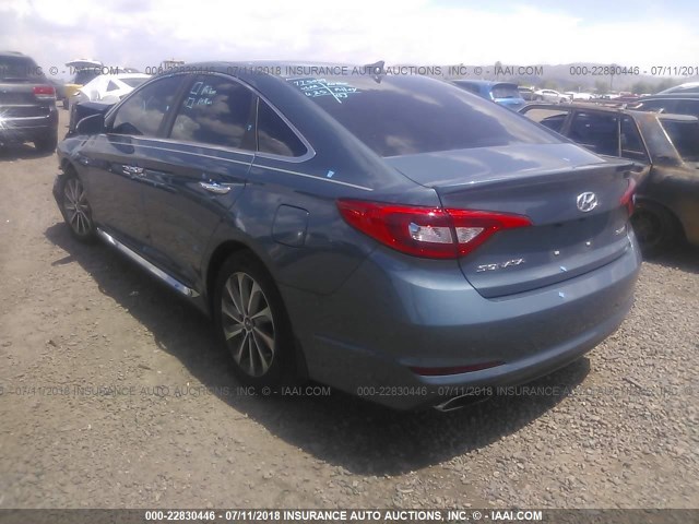 5NPE34AF3GH433977 - 2016 HYUNDAI SONATA SPORT/LIMITED BLUE photo 3