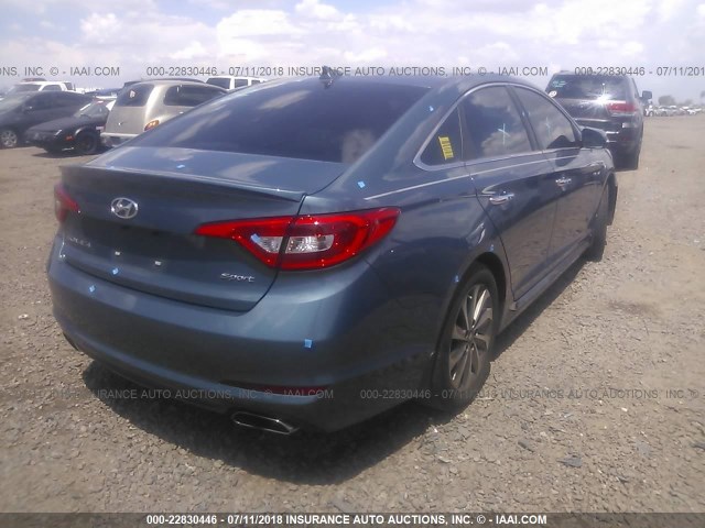 5NPE34AF3GH433977 - 2016 HYUNDAI SONATA SPORT/LIMITED BLUE photo 4