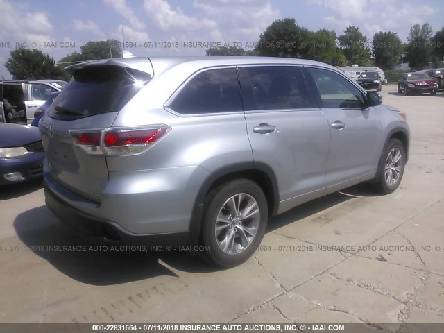5TDBKRFH6GS253948 - 2016 TOYOTA HIGHLANDER LE/LE PLUS SILVER photo 4