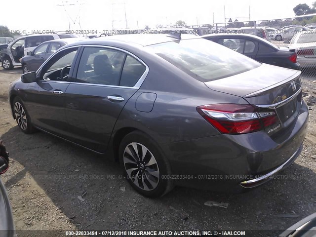 JHMCR6F53HC001466 - 2017 HONDA ACCORD HYBRID/EXL GRAY photo 3