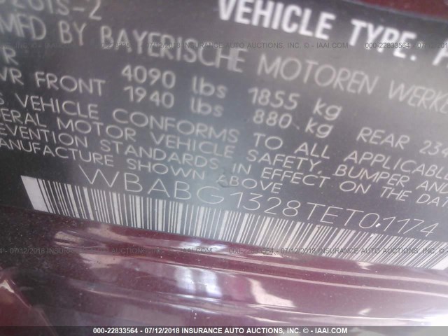 WBABG1328TET01174 - 1996 BMW 328 IS BURGUNDY photo 9