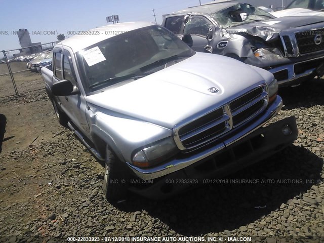 1D7HG48NX3S103303 - 2003 DODGE DAKOTA QUAD SLT SILVER photo 1