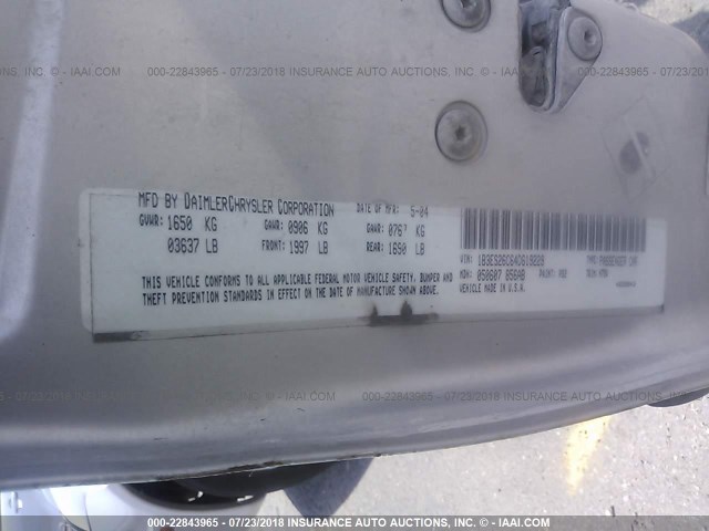 1B3ES26C64D619229 - 2004 DODGE NEON SE SILVER photo 9