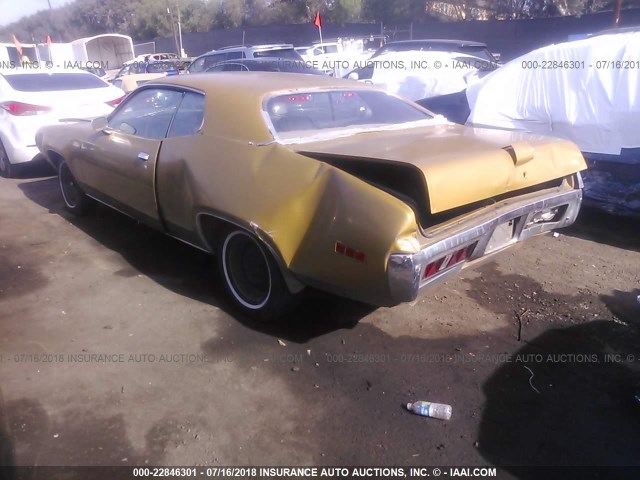 RH23G1E103780 - 1971 PLYMOUTH SEBRING SATELITE  GOLD photo 3