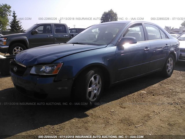 5NPEU46F86H118063 - 2006 HYUNDAI SONATA GLS/LX BLUE photo 2