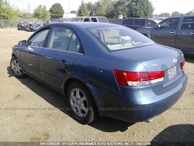 5NPEU46F86H118063 - 2006 HYUNDAI SONATA GLS/LX BLUE photo 3