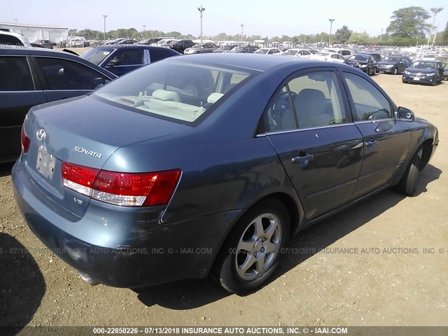 5NPEU46F86H118063 - 2006 HYUNDAI SONATA GLS/LX BLUE photo 4