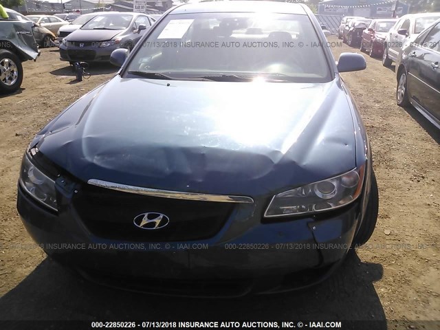 5NPEU46F86H118063 - 2006 HYUNDAI SONATA GLS/LX BLUE photo 6