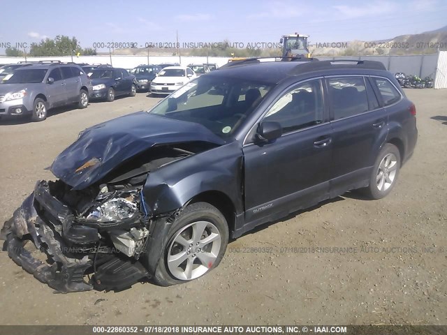 4S4BRCAC7E3313847 - 2014 SUBARU OUTBACK 2.5I GRAY photo 2