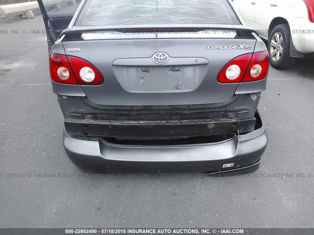 2T1BY32E65C348331 - 2005 TOYOTA COROLLA XRS GRAY photo 6