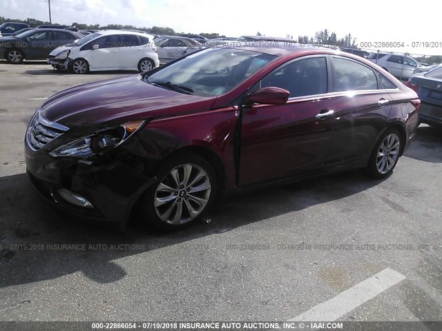 5NPEC4AC5BH216980 - 2011 HYUNDAI SONATA SE/LIMITED RED photo 2