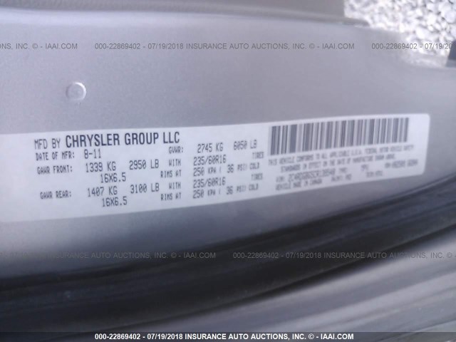 2C4RDGBG5CR139548 - 2012 DODGE GRAND CARAVAN SE SILVER photo 9