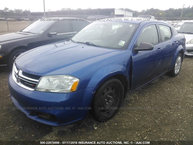 1C3CDZAB9DN630330 - 2013 DODGE AVENGER SE BLUE photo 2