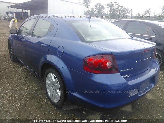 1C3CDZAB9DN630330 - 2013 DODGE AVENGER SE BLUE photo 3