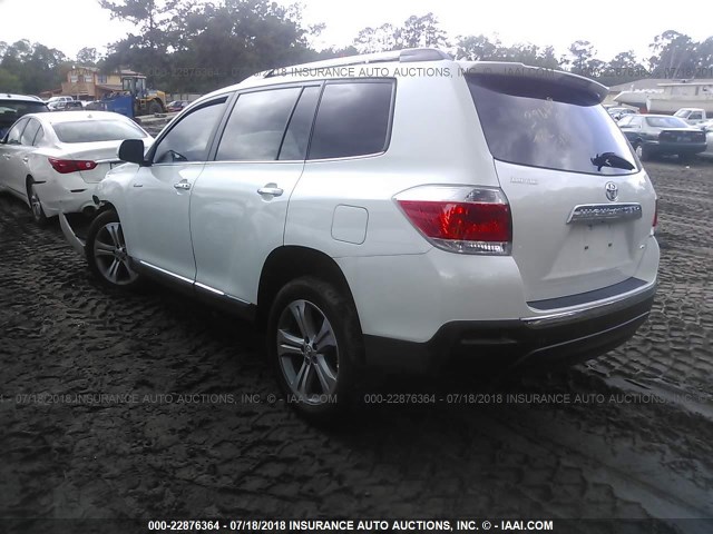 5TDDK3EH1BS044455 - 2011 TOYOTA HIGHLANDER LIMITED WHITE photo 3