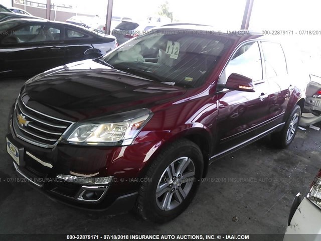 1GNKVHKD3FJ103190 - 2015 CHEVROLET TRAVERSE LT MAROON photo 2