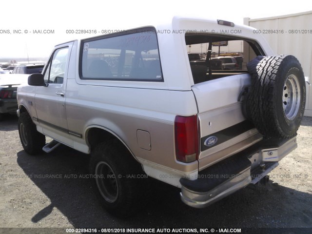 1FMEU15H7TLB72605 - 1996 FORD BRONCO U100 WHITE photo 3