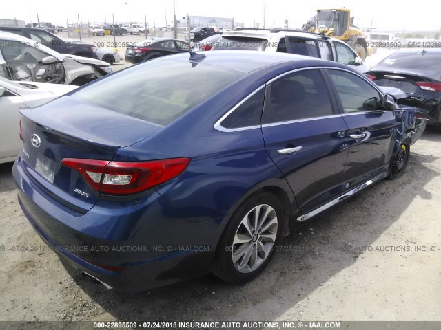 5NPE34AF9FH237623 - 2015 HYUNDAI SONATA SPORT/LIMITED BLUE photo 4