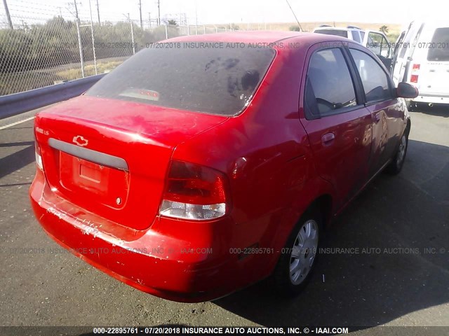 KL1TD52605B365040 - 2005 CHEVROLET AVEO LS RED photo 4