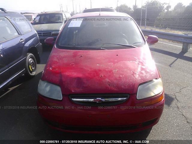 KL1TD52605B365040 - 2005 CHEVROLET AVEO LS RED photo 6