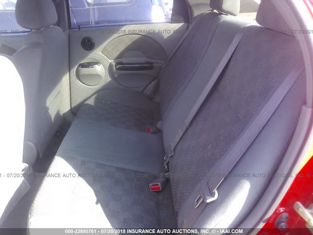 KL1TD52605B365040 - 2005 CHEVROLET AVEO LS RED photo 8