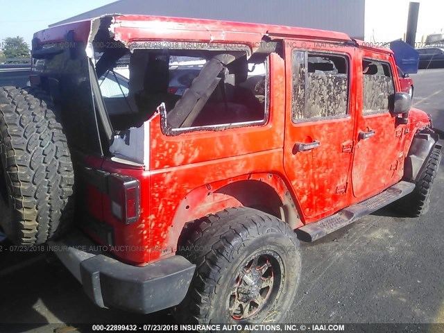 1C4BJWEG6DL617731 - 2013 JEEP WRANGLER UNLIMITE SAHARA RED photo 4