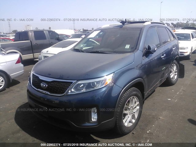 5XYKT4A6XFG578183 - 2015 KIA SORENTO LX BLUE photo 2