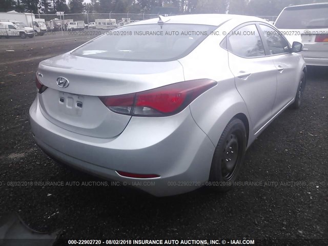 5NPDH4AE7GH672680 - 2016 HYUNDAI ELANTRA SE/SPORT/LIMITED SILVER photo 4