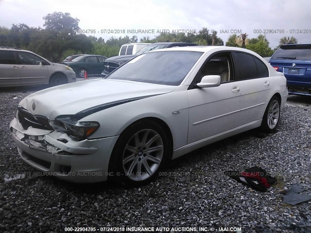 WBAHL83566DT03346 - 2006 BMW 750 I WHITE photo 2