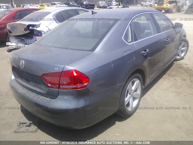 1VWBP7A33DC048910 - 2013 VOLKSWAGEN PASSAT SE GRAY photo 4