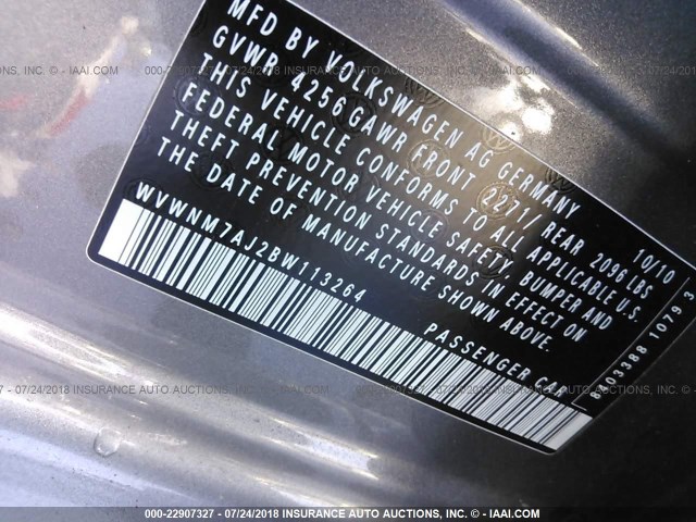 WVWNM7AJ2BW113264 - 2011 VOLKSWAGEN GOLF 灰色 照片 9