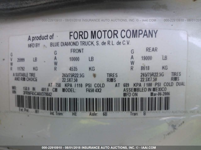 3FRNF65C46V379842 - 2006 FORD F650 106 MEDIUM DUTY Unknown photo 10