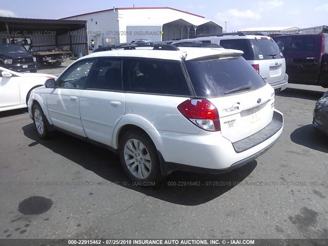 4S4BP63C494312529 - 2009 SUBARU OUTBACK 2.5XT LIMITED WHITE photo 3