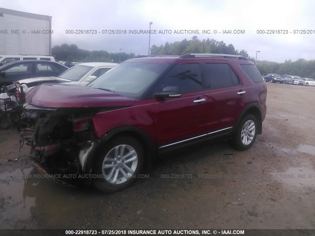 1FM5K8D89DGC24052 - 2013 FORD EXPLORER XLT RED photo 2