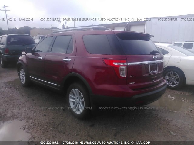 1FM5K8D89DGC24052 - 2013 FORD EXPLORER XLT RED photo 3