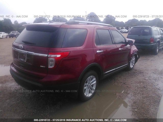 1FM5K8D89DGC24052 - 2013 FORD EXPLORER XLT RED photo 4