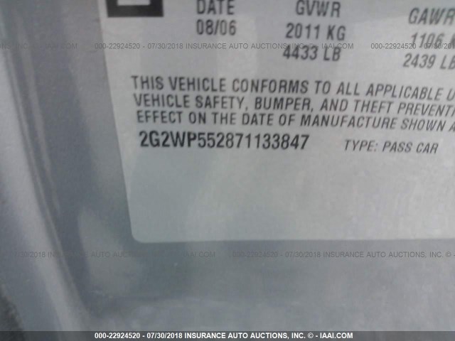 2G2WP552871133847 - 2007 PONTIAC GRAND PRIX 银色 照片 9