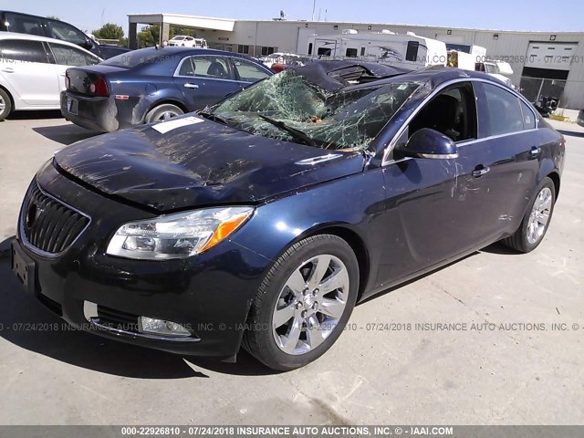 2G4GS5EKXC9148937 - 2012 BUICK REGAL PREMIUM BLUE photo 2