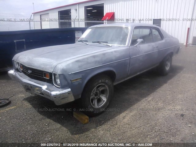 1Y27H3L210638 - 1973 CHEVROLET NOVA GRAY photo 2