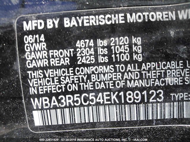 WBA3R5C54EK189123 - 2014 BMW 435 XI BLACK photo 9