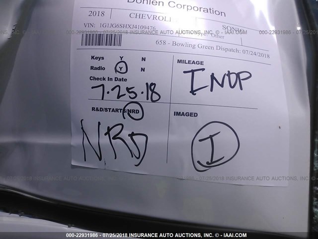 1G1JG6SHXJ4109476 - 2018 CHEVROLET SONIC WHITE photo 7