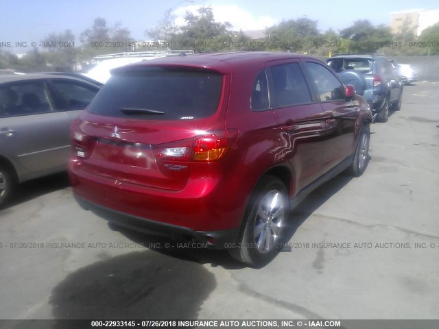 4A4AR3AU7FE052615 - 2015 MITSUBISHI OUTLANDER SPORT ES RED photo 4