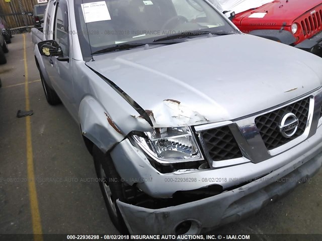 1N6BD06T26C428283 - 2006 NISSAN FRONTIER KING CAB XE SILVER photo 6