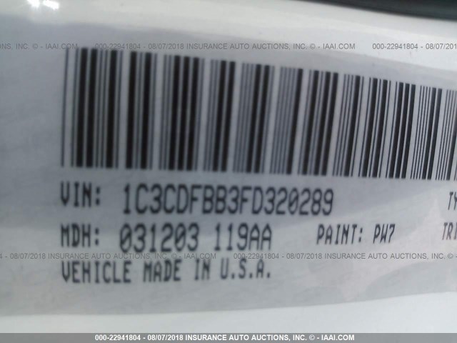 1C3CDFBB3FD320289 - 2015 DODGE DART SXT WHITE photo 9