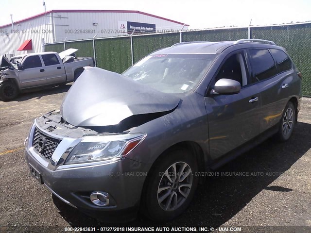 5N1AR2MN9FC602524 - 2015 NISSAN PATHFINDER S/SV/SL/PLATINUM BLUE photo 2