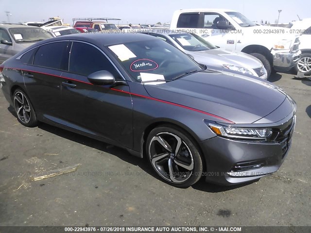 1HGCV1F37JA115682 - 2018 HONDA ACCORD SPORT GRAY photo 1