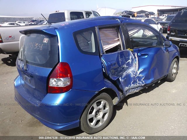 JHMGD38697S016319 - 2007 HONDA FIT S BLUE photo 4