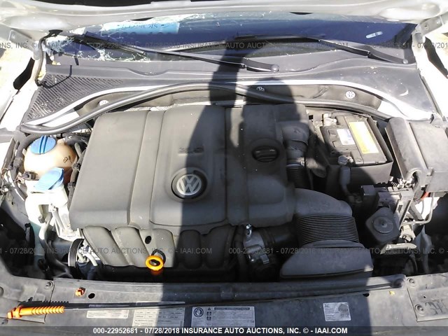 1VWBH7A38CC073510 - 2012 VOLKSWAGEN PASSAT SE WHITE photo 10