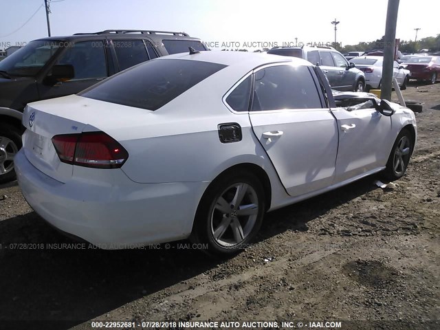 1VWBH7A38CC073510 - 2012 VOLKSWAGEN PASSAT SE WHITE photo 4